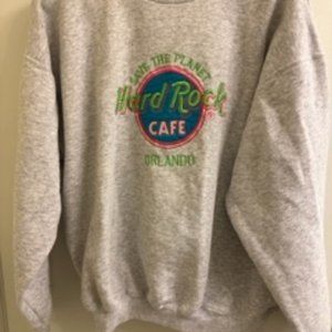 Rare Hard Rock Cafe Sweatshirt Adult XL Gray Orlando Save The Planet Neon